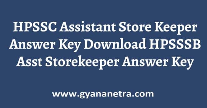 HPSSC Assistant Store Keeper Answer Key