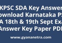 KPSC SDA Key Answer PDF
