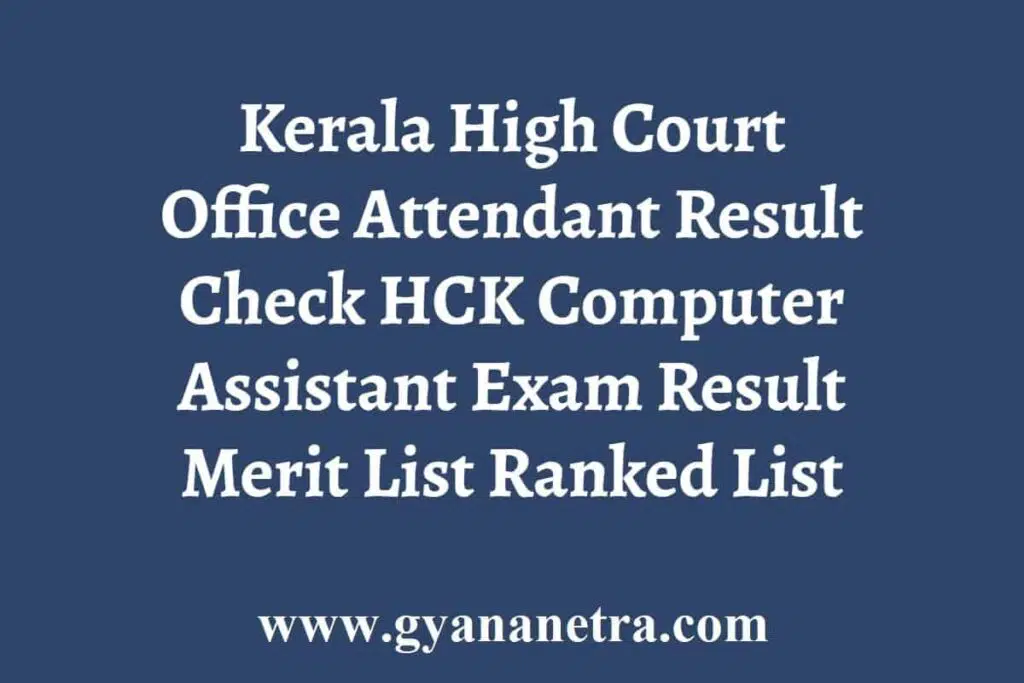 Kerala High Court Office Attendant Result