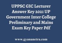 UPPSC GIC Lecturer Answer Key