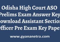 Odisha High Court ASO Prelims Exam Answer Key