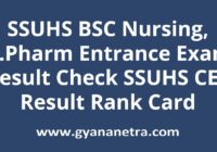 SSUHS BSC Nursing, D.Pharm Entrance Exam Result