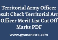 Territorial Army Officer Result Merit List