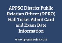 APPSC DPRO Hall Ticket