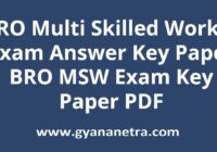 BRO Multi Skilled Worker Answer Key Paper PDF