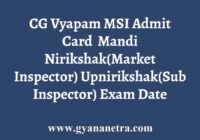 CG Vyapam MSI Admit Card