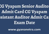 CG Vyapam Senior Auditor Admit Card Exam Date