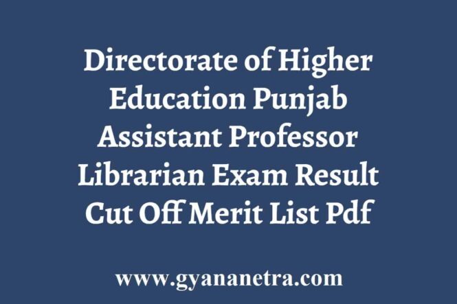 DHE Punjab Assistant Professor Result Merit List