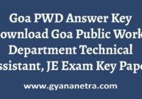 Goa PWD Answer Key Paper PDF