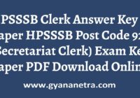 HPSSSB Clerk Answer Key Paper PDF