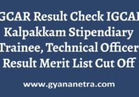 IGCAR Result Merit List
