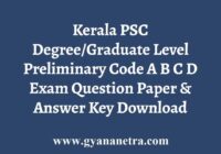 Kerala PSC Degree Level Preliminary Answer Key