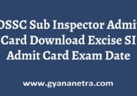 OSSC Sub Inspector Admit Card Excise SI Exam Date