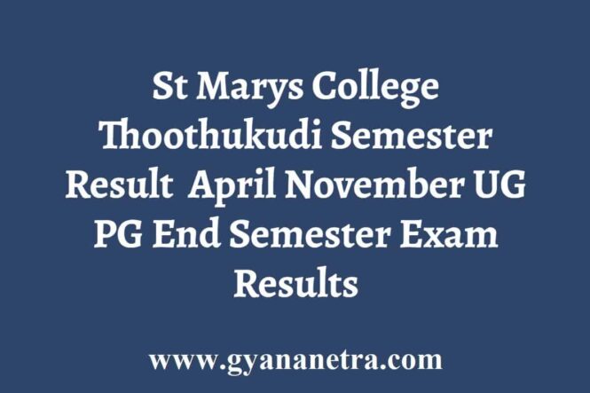St Marys College Thoothukudi Semester Result