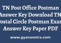 TN Post Office Postman Answer Key Paper PDF