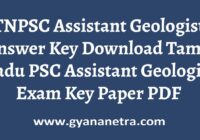 TNPSC Assistant Geologist Answer Key Paper PDF