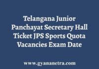 TS Junior Panchayat Secretary Hall Ticket