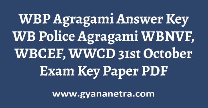 WBP Agragami Answer Key Paper PDF