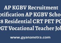AP KGBV Recruitment Notification Residential CRT PET PGT Jobs