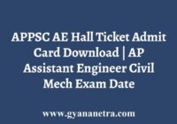 APPSC AE Hall Ticket Admit Card
