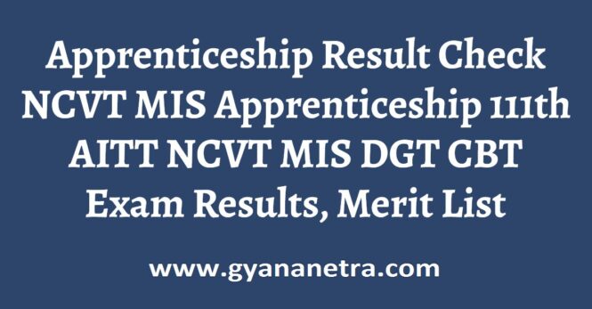 Apprenticeship Result AITT NCVT MIS DGT CBT Exam