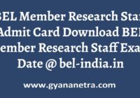 BEL Member Research Staff Admit Card Exam Date