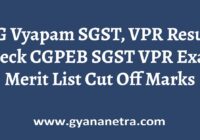 CG Vyapam SGST, VPR Result Merit List