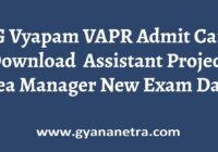 CG Vyapam VAPR Admit Card Exam Date