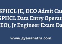 CSPHCL JE DEO Admit Card Exam Date