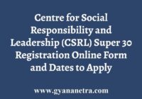 CSRL Super 30 Registration