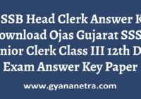 GSSSB Head Clerk Class III Answer Key Paper