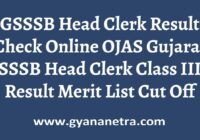 GSSSB Head Clerk Result Merit List