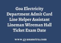 Goa Electricity Department Admit Card