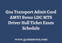 Goa Transport Admit Card