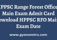 HPPSC Range Forest Officer Main Exam Admit Card