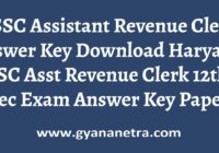HSSC Assistant Revenue Clerk Answer Key Paper