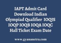 IAPT Admit Card Download