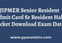 JIPMER Senior Resident Admit Card