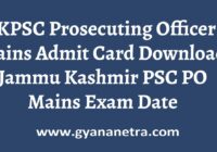 JKPSC Prosecuting Officer Mains Admit Card