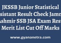 JKSSB Junior Statistical Assistant Result Merit List