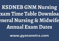 KSDNEB GNM Nursing Exam Time Table