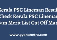 Kerala PSC Lineman Result Merit List