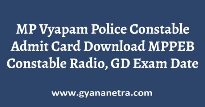 MP Vyapam Police Constable Admit Card