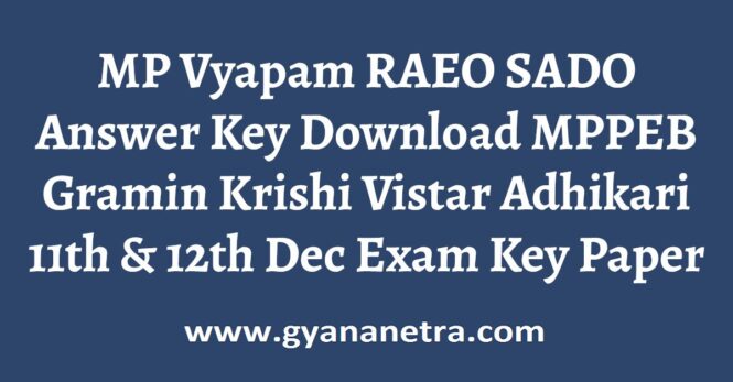 MP Vyapam RAEO SADO Answer Key Paper