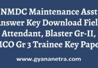 NMDC Maintenance Assistant Answer Key Paper PDF