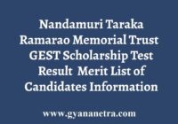 NTR Trust GEST Scholarship Test Result