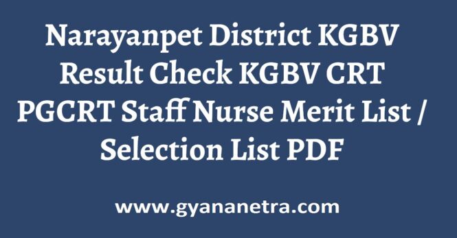 Narayanpet District KGBV Result Merit List