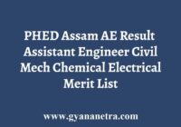 PHED Assam AE Result