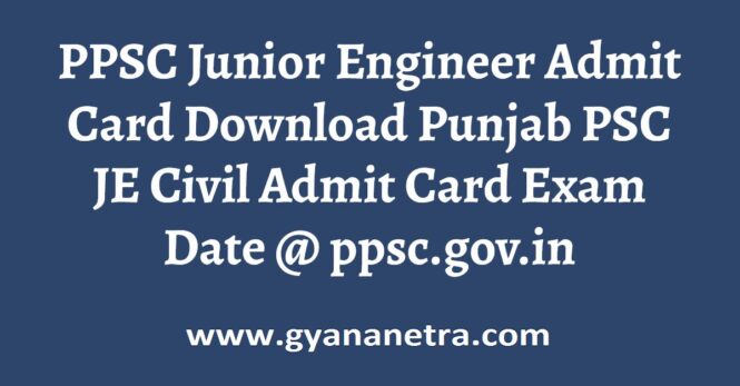 PPSC Junior Engineer Admit Card Exam Date