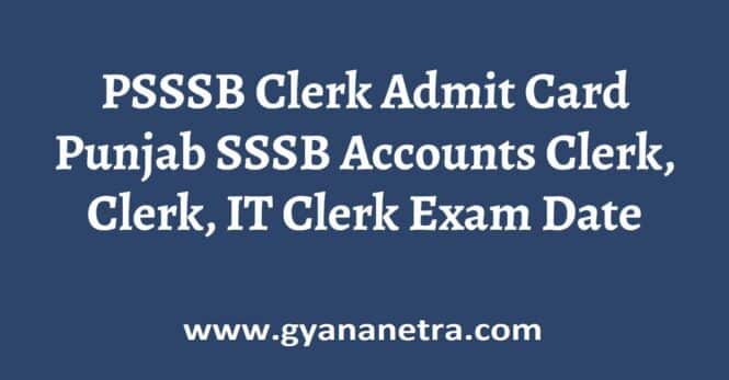 PSSSB Clerk Admit Card Exam Date